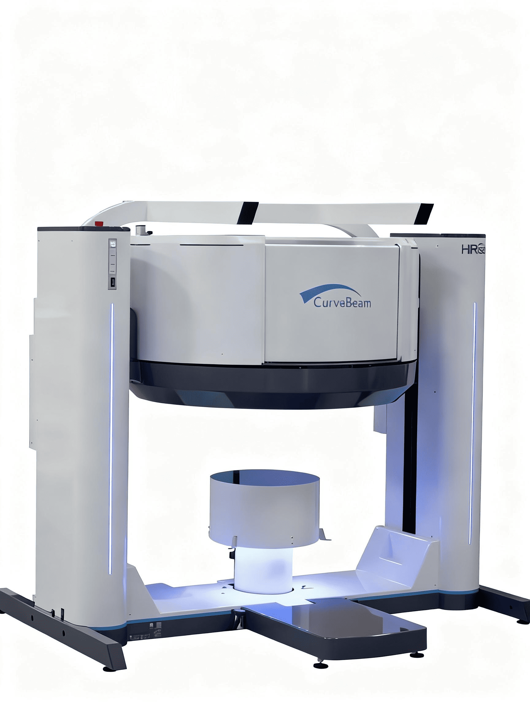 Weight-bearing CT scanner with vertical open gantry allowing patient to be scanned in standing position